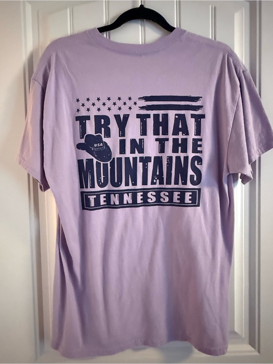 Boutique Tops - Lilac Short Sleeve Graphic Tee - Try That in the Mountains Tennessee